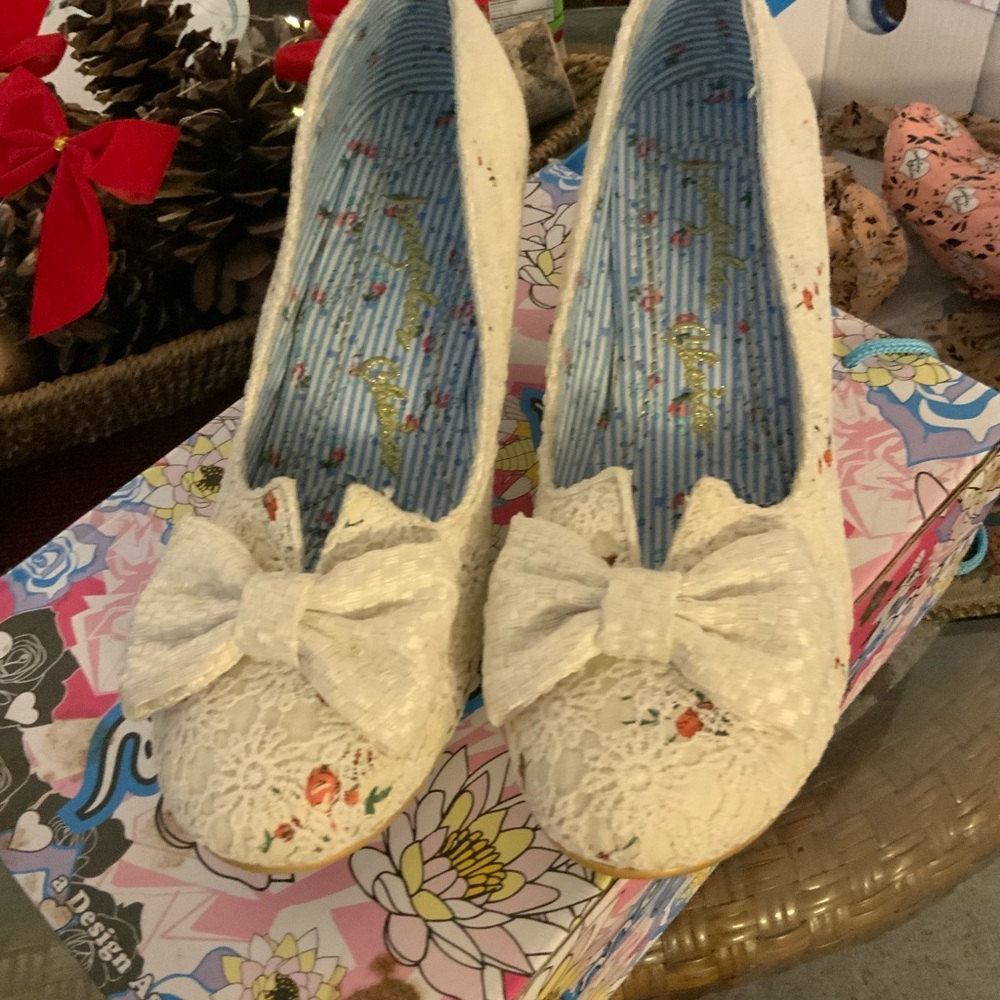 Irregular Choice Cream Floral heels